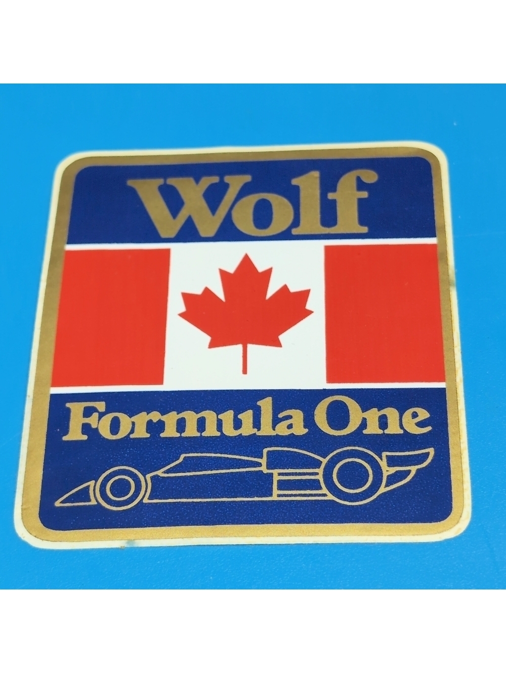 Vintage Walter Wolf Racing Formula One Sticker - Red, Blue, Gold 3x3.5